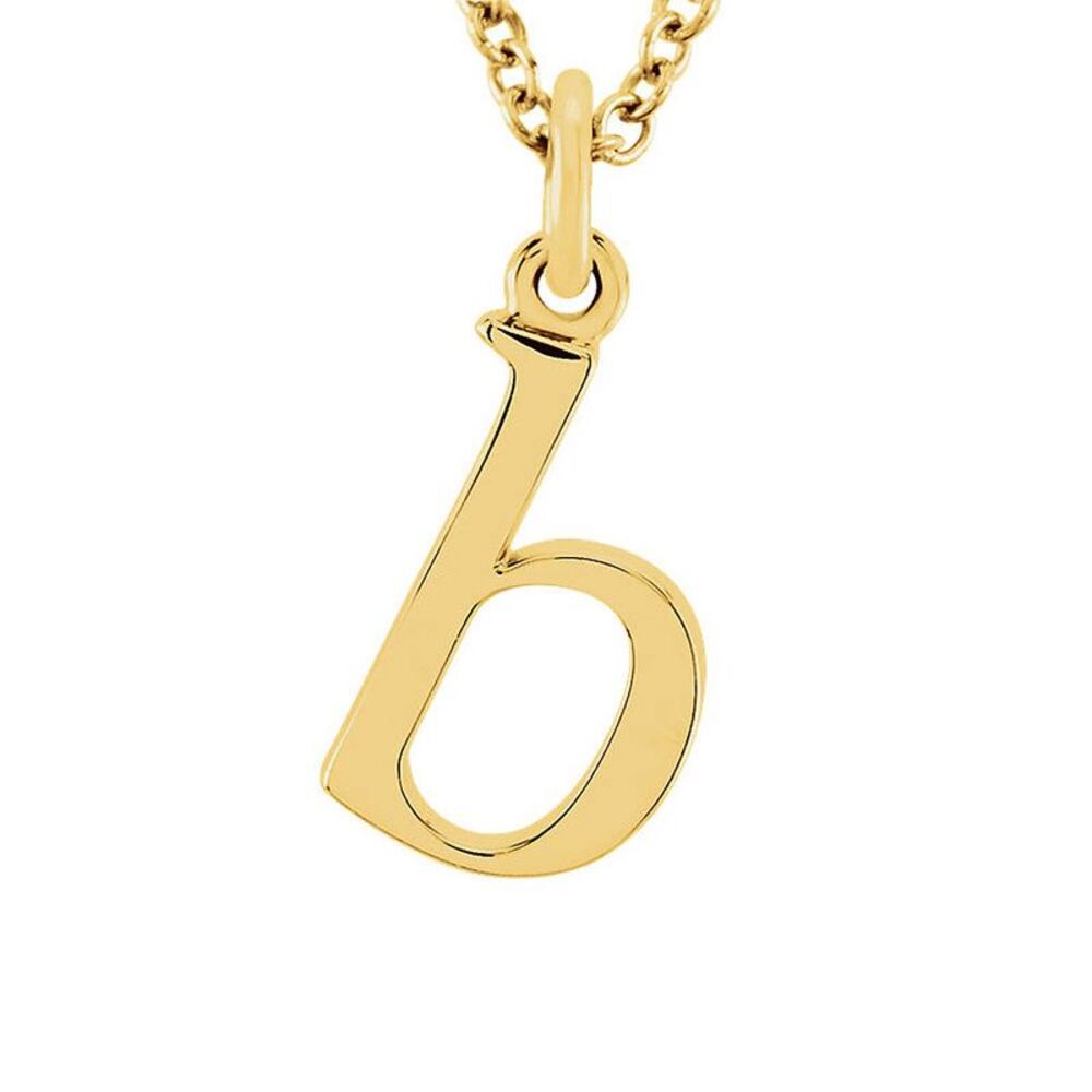 The Abbey Lower Case Initial 'b' Necklace in 14k Yellow Gold, 16 Inch